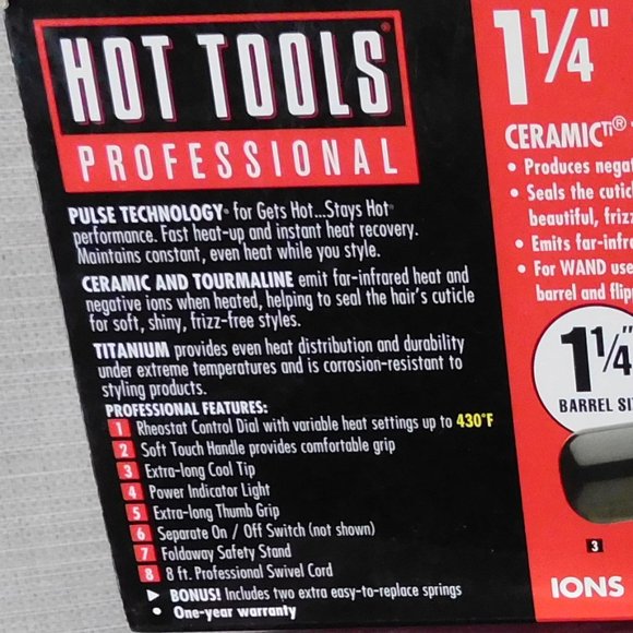 HOT TOOLS PRO CERAMIC 1 1/4" SALON CURLING IRON - Picture 5 of 10